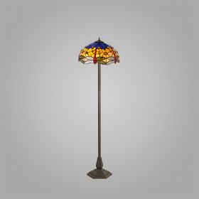 Bfs Lighting Haze 2 Light Floor Lamp E27 With 40cm Shade, Blue/Orange/Crystal/Ant Brass IL180