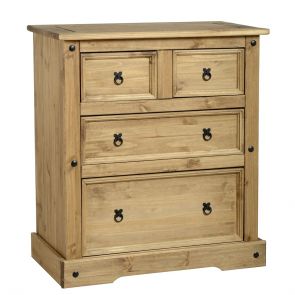 Waxed Pine Bedroom 2+2 Drawer Chest