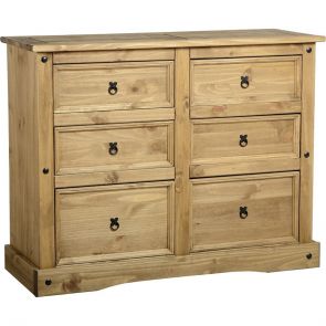 Waxed Pine Bedroom 6 Drawer Chest