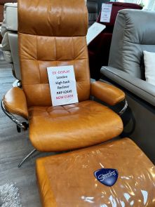 Stressless Pioneer High Back London Star Base Chair & Stool 