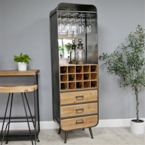Industrial Wine Cabinet With Mirror