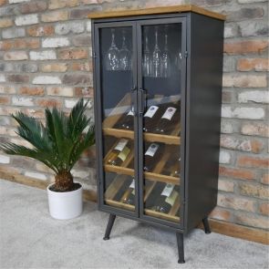 Industrial Wine Cabinet With Glass Doors