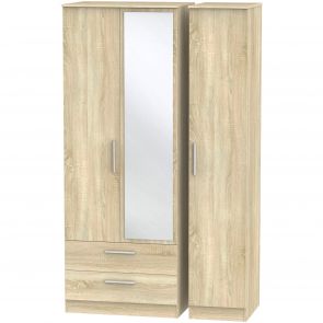 Zelah Tall Triple 2 Drawer Mirror Robe
