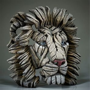Edge Sculpture Lion Bust - White