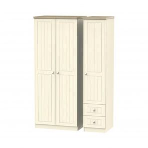 Veryan Tall Triple Plain + Drawer Robe